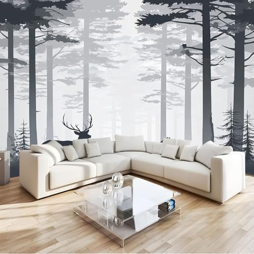 Vlies Fototapete Fotografie Urwald Hirsch Fuchs - Foto Tapete Schlafzimmer Wohnzimmer Moderne Vliestapete 200 x 140 cm Wandtapete Motivtapeten Bildtapete 3D Effekt Wand Dekoration