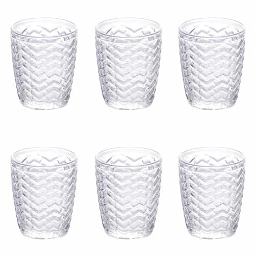 Villa d'Este Home Tivoli Juego de 6 vasos de agua de 295 ml, superficie en relieve, Twist