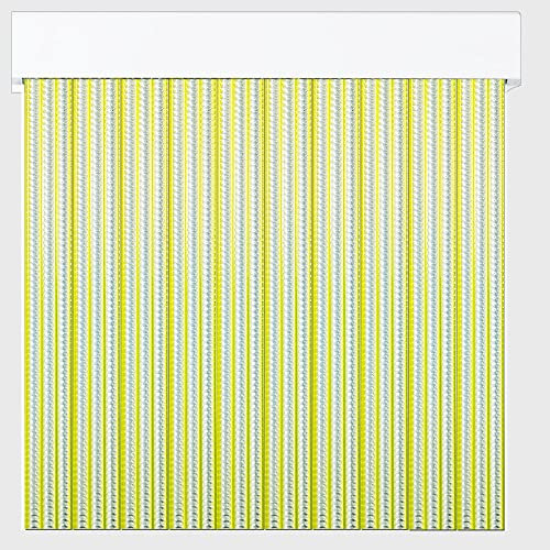 Tenda a strisce in PVC per esterni | Taglio su misura | Anti insetti | Pertoni TENDE (giallo e trasparente, altezza 230 x 120 cm (larghezza)