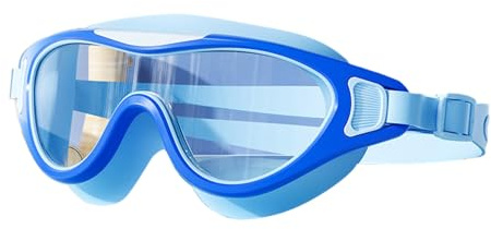 Gafas de natación para niños, gafas de buceo, unisex, protección UV, puente nasal autoajustable, juntas a prueba de orbitas, resistentes al agua, gafas de natación para verano, piscina, 3-azul, 3-15