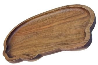 Bandeja organizadora de madera maciza hecha a mano con forma de nube para bebidas calientes y mesa resistente al calor