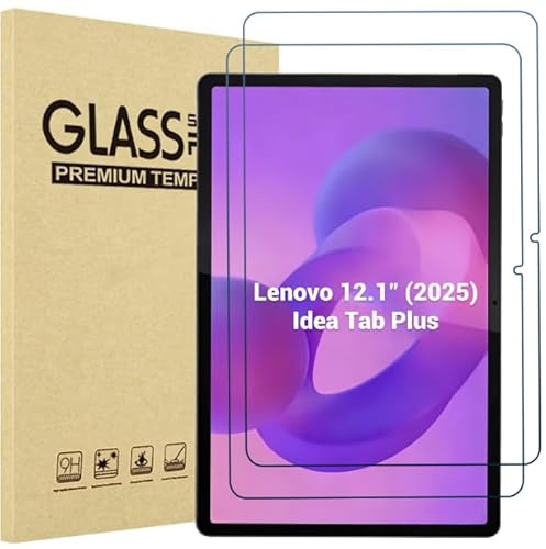 ProCase Protector de Pantalla para Lenovo Idea Tab Plus 12.1 Pulgadas 2025, 2 Pcs Mica Cristal Vidrio Templado Película Protectora Ultrafina Film Dureza Resistente HD 9H para Tableta 12,1 Pulgadas