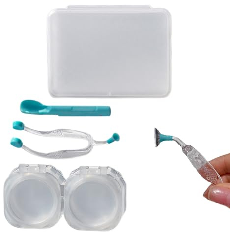 Contact Lens Applicator - Remover Tool Soft Silicone, Gentle Plunger Insertion System, Hygienic Eye Care Accessory Set, Quick Secure Removal for Long Fingernails, Travel Storage Case for Girls Women