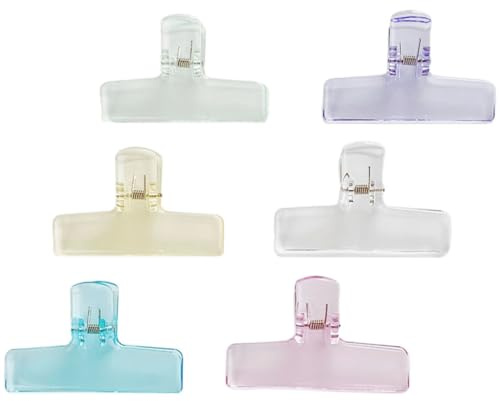 Hoement Set 6pezzi Clip per Documenti Grandi in Plastico Multi-funzione per Ufficio e Scuola, Fermagli Lunga Coda per Organizzare e Fissare Fogli Velocemente