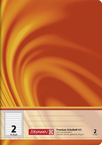 BRUNNEN Schulheft Premium Vivendi | A5, Lineatur 2, 16 Blatt, orange