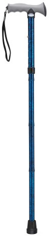 Drive Medical Adjustable Height Aluminum Folding Cane with Comfortable Gel Hand Grip, Blue Crackle
