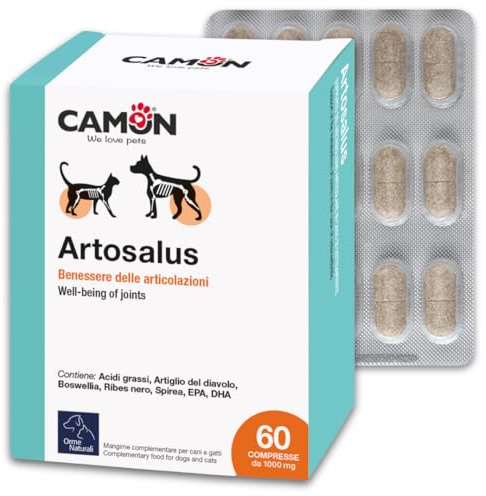 CAMON | Artosalus Compresse, Alimento Complementare per Cani e Gatti per il Supporto delle Articolazioni, 60 cpr