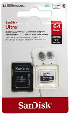 SanDisk Ultra 64GB UHS-I/Class 10 Micro SDXC Memory Card With Adapter- SDSDQUAN-064G-G4A [Old Version]