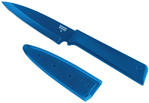 KUHN RIKON, Cuchillo de cocina antiadherente con funda de seguridad Colori +, 19 cm, Azul