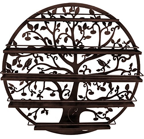 Sorbus® Wall Mounted 5 Tier Nail Polish Rack Holder - Tree Silhouette Round Metal Salon Wall Art Display (Bronze)