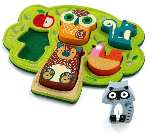 DJECO - Puzzle AsPuzzles à encastrer et Puzzles DJECOrétractable Oski, Multicolore (15) DJ01039 1 Unité (Lot de 1)