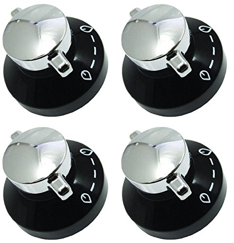 Stoves Gas Hob Oven Cooker Knobs Flame Control Switch (Pack of 4, Black/Silver)