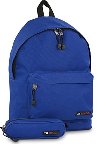 Ryggsäck och penna fall. Polyester. Vadderad med övre handtag och justerbar