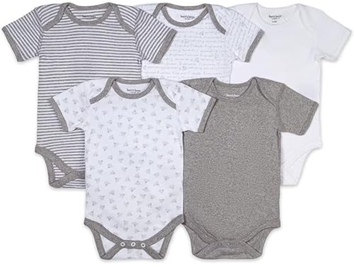 Burt’s Bees Baby Unisex Baby Bodysuits, 5-Pack Short & Long Sleeve One-Pieces, 100% Organic Cotton