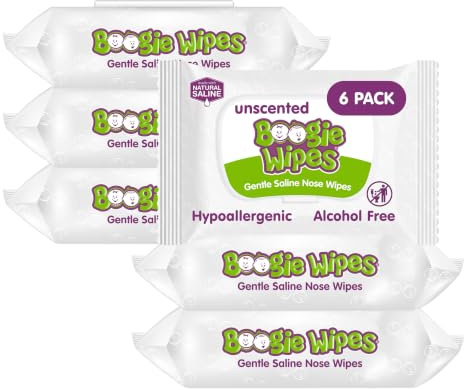 Baby Wipes Unscented by Boogie Wipes, Wet Wipes for Face, Hand, Body & Nose, Made with Vitamin E, Aloe, Chamomile and Natural Saline, 180 Count-30 Count (Pack of 6)