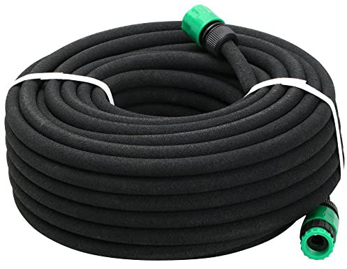 Yaheetech Tuyau d'Arrosage Extensible de Jardin 50M tuyau Micro-poreux Flexible Irrigation Goutte à Goutte Diamètre Intérieur 1.2cm Tuyau d'Infiltration PE Noir
