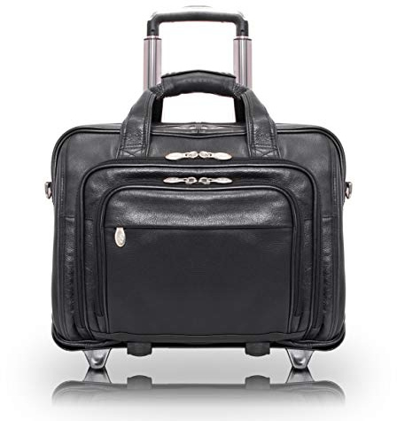 McKleinUSA I Series, Gold Coast, Full Grain Cashmere Napa Leather, 17 Leather Patented Detachable -Wheeled Laptop Briefcase, Black (43185), One Size