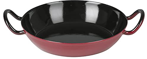 Riess, 0600-019, centrifugeringspanna 20, klassisk – färg röd, diameter 20 cm, höjd 4,2 cm, emalj, röd/svart, serveringspanna, induktion