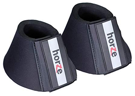 HORZE Pferde Hufglocken ProBell, Springglocken mit Klettverschluss, 2er Set, Schwarz, L