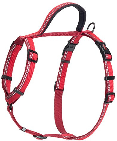 Pettorina da passeggio HALTI - pettorina anti-trazione con impugnatura, leggera, catarifrangente e regolabile, ideale per l’addestramento. Ideale per cani grandi (Taglia L, Rosso)