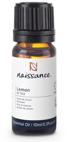 Naissance Aceite Esencial de Limón (No.103) - 10ml - 100% Puro, Vegano, No Diluido - Para Relajación, Aromaterapia, Cuidado del Cuerpo, Difusor, Humificador