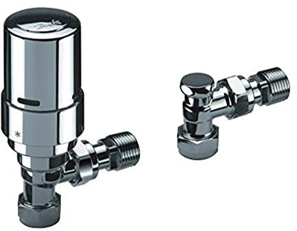 Danfoss RAS-D2 Angle TRV and Lockshield 8/10/15MM-013G6016 for Two-Pipe Domestic Heating Systems - Frost Protection Setting, High Accurate Temperature Control - Bi-Directional Valve (Chrome)