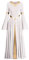 IMEKIS Damen Liturgisch Lob Kleid Metallic Splei? Lyrisch Tanzkleider Langarm V-Ausschnitt Casual Lang Faltenrock Freizeitkleid Kirche Anbetung Gebet Kleider Ballsaal Dancewear Wei? XL