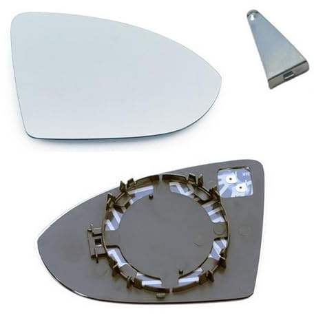 Goingfast Spiegelglas mit Metallclip Rechts Beifahrerseite Beheizbar mit Trägerplatte passend für Golf 7