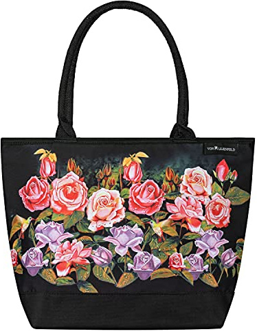 VON LILIENFELD Handtasche Damen Motiv Rosen Garten Blumen Shopper Maße L42 x H30 x T15 cm Strandtasche Henkeltasche Büro