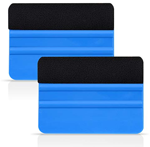 Ehdis 2 Pezzi Spatola Wrapping con Feltro AntiGraffio per Wrapping Pellicola, Pellicole protettive, Pellicola vetri Auto, Car Wrapping, Blu