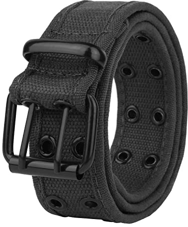 Gelante Canvas Double Grommet Hole Belt 12 Colors 2043-BK-XL