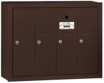 Salsbury Industries 3504ZSU Surface Mounted Vertical Mailbox with USPS Access and 4 Doors, Bronze