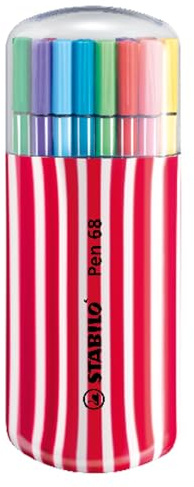 STABILO Premium Felt Tip Pen Pen 68 - Zebrui - Assorted Colours 20pc