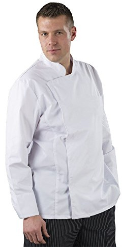 Veste de cuisine Blanche Veste de chef blanche manches longue pro et apprentis Ultra résistant - Taille - 38