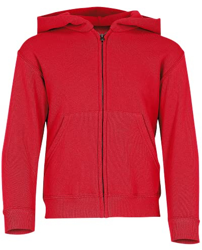 Fruit of the Loom Unisex Kids Zip front Classic Hooded Sweat, Red, 12-13 Years (Manufacturer Size:34)