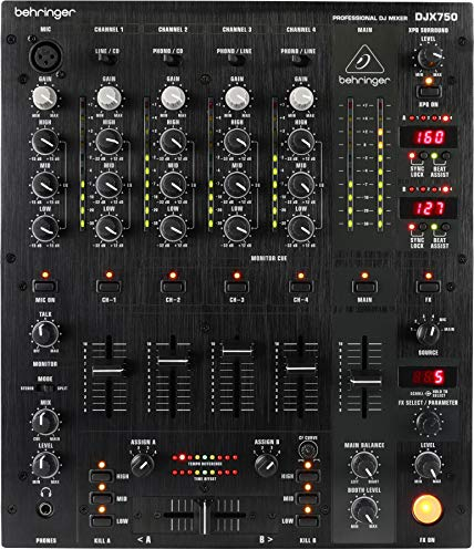Behringer PRO MIXER DJX750 Professioneller 5-Kanal-DJ-Mixer mit fortschrittlichen Digitaleffekten und BPM-Zähler