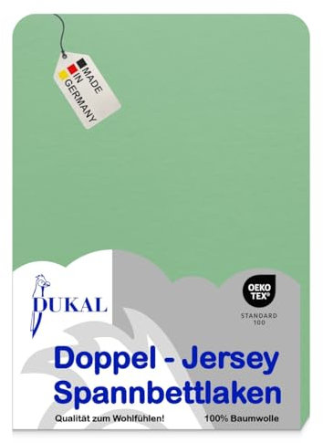 Dukal | Boxspring Spannbettlaken | max. Höhe 35 cm | 140 x 200 cm | aus hochwertigem DOPPEL-Jersey | 100% Baumwolle | Farbe: lindgrün