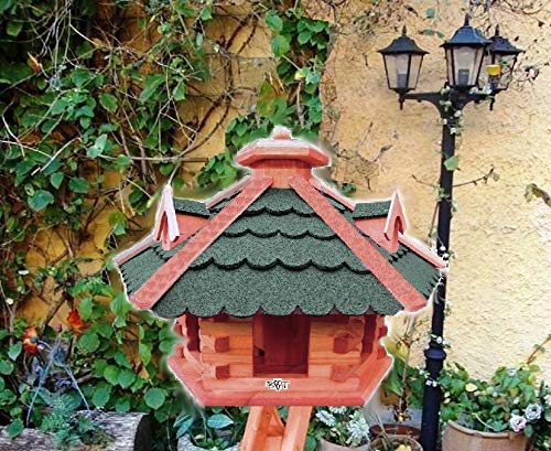 XXL großes Vogelhaus, Gartendeko, große Größen, auch mit vogelhausständer und Silo, Achtung kein Bausatz von Amazon oder zum Bemalen aus Holz, mit/Vogel-Futterhaus GRÜN moosgrün
