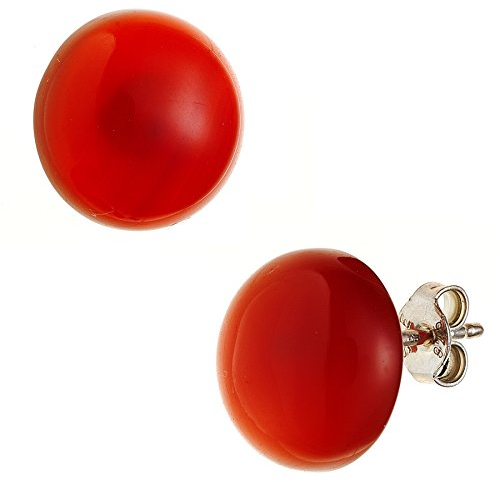 Jobo Damen-Ohrstecker aus 925 Sterling Silber mit Carneol 12 mm Rund