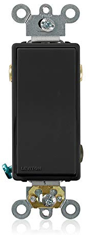 Leviton 20 Amp, 120/277 Volt, Decora Plus Rocker 3-Way AC Quiet Switch, Commercial Grade, Back and Side Wired, Self Grounding, 5623-2E, Black