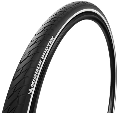 Michelin Protek Br 27x1-1/4 Black Tire – Reinforced Anti-Puncture City Tire with Casing Shield & Durable City Rubber Compound for Urban Cycling