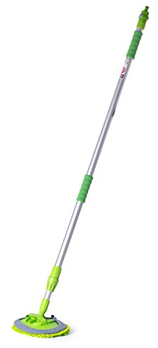 wellenshop Waschbürste mit Teleskop-Stiel 2,50 m Wasserdurchlauf/Absperrventil Mikrofaser Chenille Waschbar Boot Auto Wohnmobil
