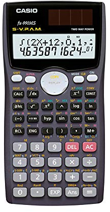 CASIO FX-991MS Technisch-Wissenschaftlicher Taschenrechner 10+2 Stellen, 401 Funktionen, Solar/Batterie, CALC-Funktion