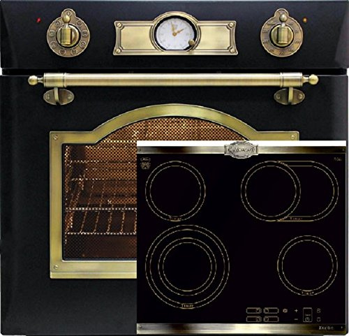Kaiser Empire Retro spis set svart • Bilmärksset: Inbyggd elektrisk ugn 60 cm EH 6355 EM High Light glaskeramik installation spishäll 60 cm • 8 funktioner • Roterande spett • Stek- och dubbelcirkelzon
