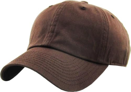 KBE-Classic BRN Classic Washed Cotton Dad Hat Baseball Cap Polo Style Brown