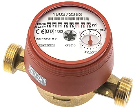 Sanitop-Wingenroth 14115 4 contatore dell' acqua per montaggio a parete con 2 filettature esterne, warm, 1/2 pollici