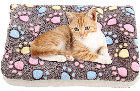 LINGJIONG Couverture apaisante pour Chat, Moelleuses Peluche Couvertures Flanelle pour Chiens Chat Tapis Double Face Lavable Doux et Chauds Housse Compagnie Chien Canapé-lit