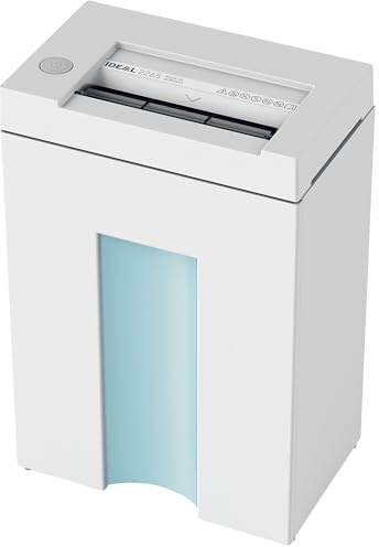 IDEAL 2265 - Destructora de papel, nivel de seguridad P-2, corte en tiras de 4 mm, capacidad de 11 hojas, cubo de basura de 20 L, también destruye grapas y tarjetas de crédito