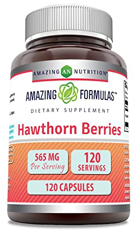Amazing Formulas Hawthorn Berries Supplement | 565 Mg | Capsules | Non-GMO | Gluten-Free | Made in USA (1 Pack | 120 Count)