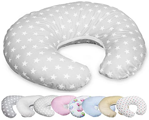 Vizaro - Cojín de Lactancia Bebé 100% Algodón Ergonómico, Cómodo y Muy Adaptable - Funda Lavable - Hecho UE, OekoTex - Estrellitas